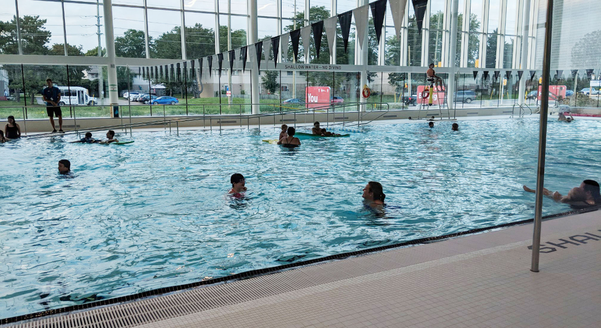 People swimming the the Bostwick YMCA's leisure pool
